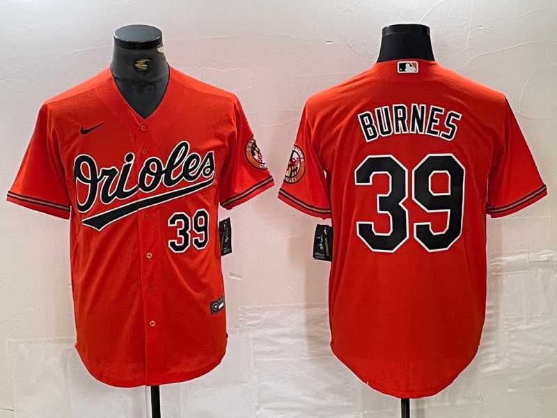 Men%27s Baltimore Orioles #39 Corbin Burnes Number Orange Cool Base Stitched Jersey